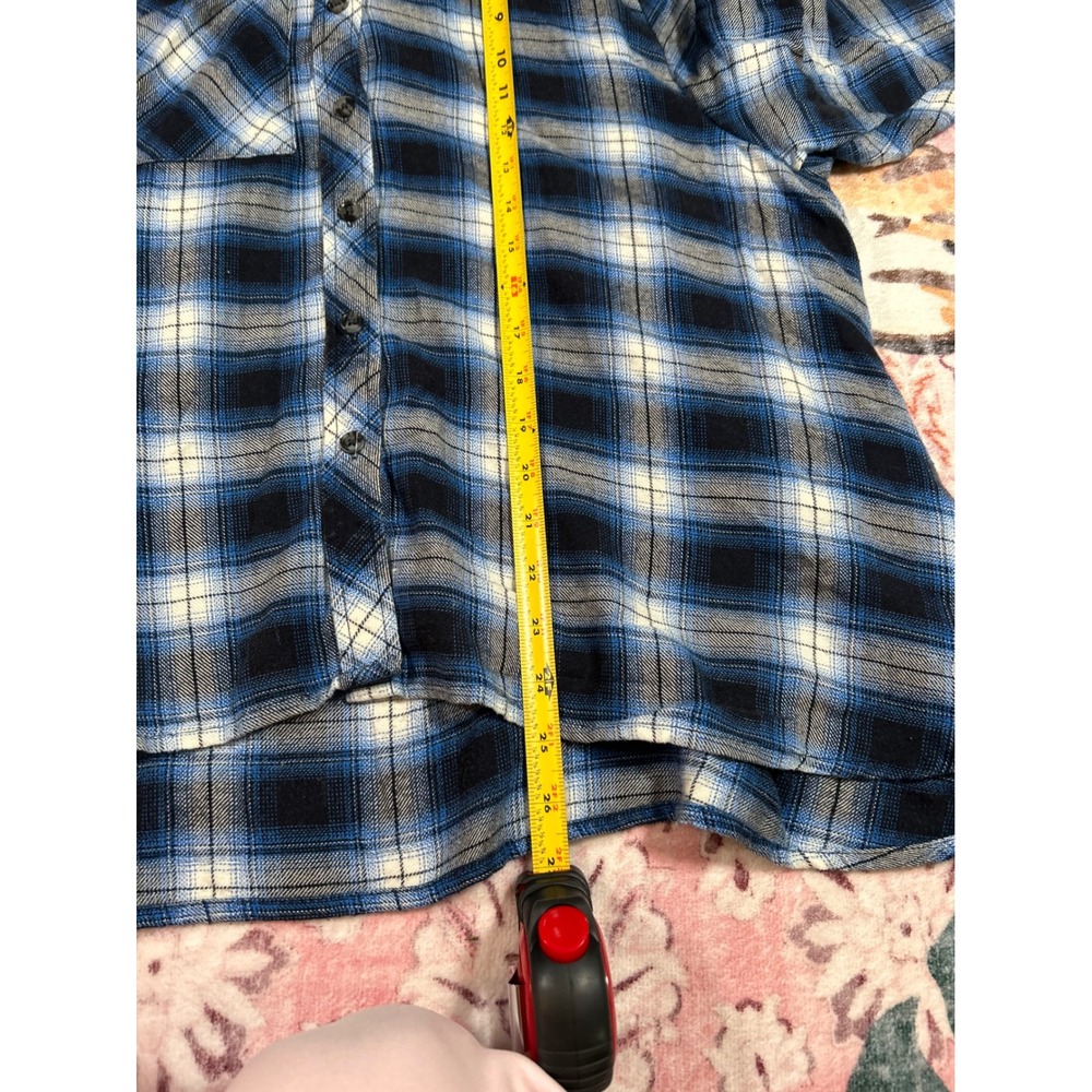 BDG Urban Outfitters Plaid Flannel Shirt Oversized Small Blue Black White Casual - Picture 6 of 6
